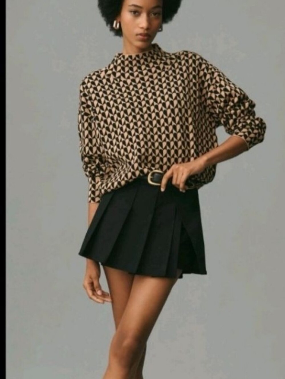 Anthro Carys Mock-Neck Sweater by Maeve in Chocolate Hearts Size Medium